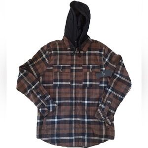 NWT Empyre Chancer Brown Hooded Flannel Zip Up Men’s L